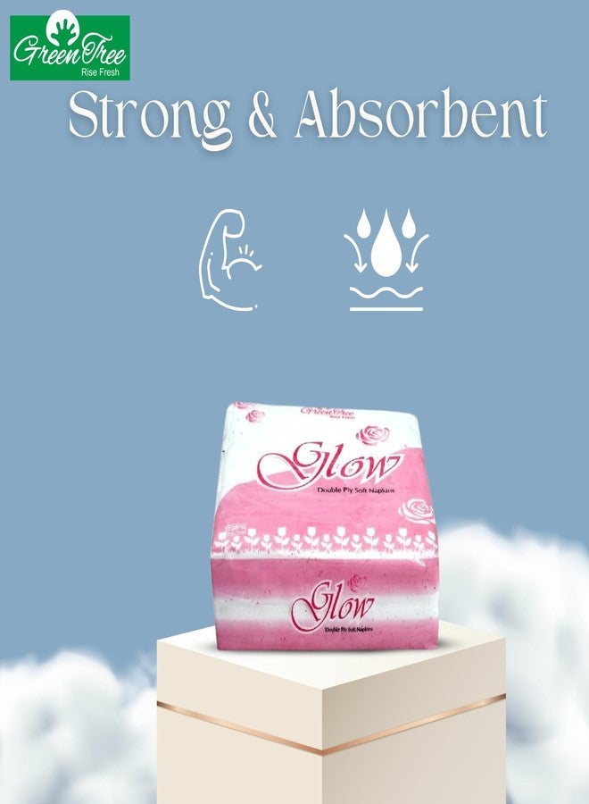 جرين تري مناديل ورقية ناعمة مزدوجة الطبقات من جرين تري جلو، مقاس 30 × 30 سم، طبقتان، 50 منديلًا في العبوة. مناديل ورقية صديقة للبيئة للاستخدام مرة واحدة، قابلة للتحلل الحيوي، عبوة من 10 مناديل ورقية للاستخدام اليومي. - Image 3