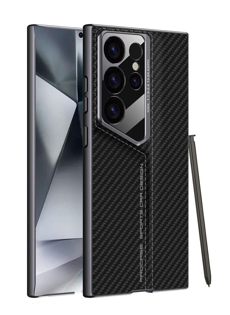 جولدن ماسك - جولدن ماسك لهاتف سامسونج جالاكسى اس 23 الترا (Samsung Galaxy S23 Ultra) جراب حماية تصميم سيارة الرياضية  - (اسود كربون) - Image 1