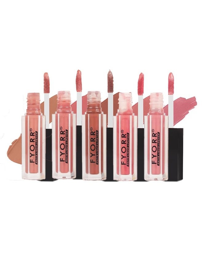 FYORR Mini Liquid Matte Lipstick Combo Pack of 5 | Highly Pigmented | Long-Lasting Matte Finish | Lightweight & Smudge-Resistant | Travel-Friendly Lip Colors for Women (Locking IN (Set C), 10ml (2ml Each)) - Image 2