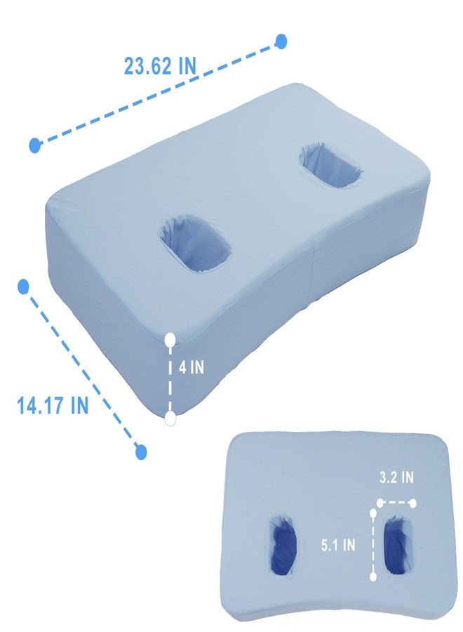 GIVANLEE Piercing Pillow for Side Sleepers,Ear Holes Pillow with Memory Foam & Cool Cover for Side Sleeping Ear Pain Relief (4" Thickness,Two Holes 23.62"x14.17" Blue) - Image 2