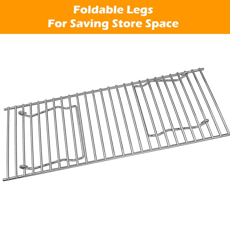 GRISUN Universal Grill Rack for Gas/Wood Pellet/Griddle/Smoker Grill, Warming Rack for Expand Cook Surface, Upper Rack with Foldable Leg Design, Chrome Plated Steel - Image 5