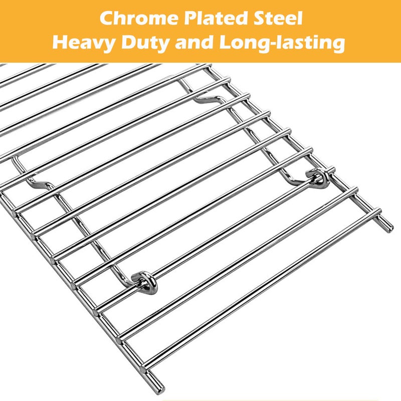 GRISUN Universal Grill Rack for Gas/Wood Pellet/Griddle/Smoker Grill, Warming Rack for Expand Cook Surface, Upper Rack with Foldable Leg Design, Chrome Plated Steel - Image 4