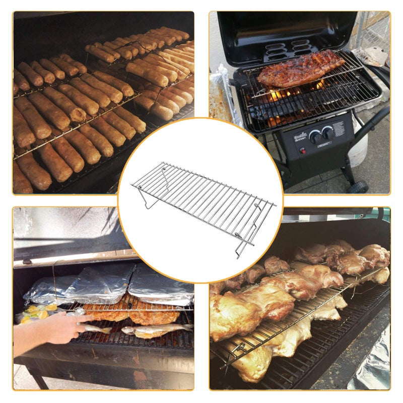 GRISUN Universal Grill Rack for Gas/Wood Pellet/Griddle/Smoker Grill, Warming Rack for Expand Cook Surface, Upper Rack with Foldable Leg Design, Chrome Plated Steel - Image 2