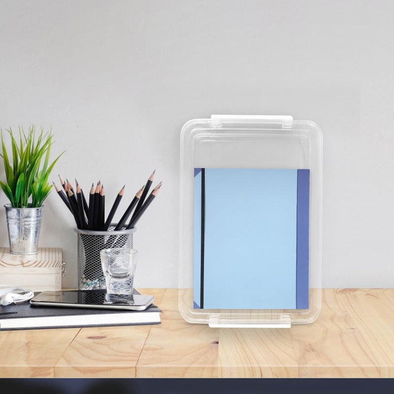 A4 Plastic File Box High Profile Document Organizer For Office Papers And Travel - Image 4