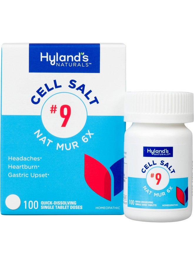 Hyland's No. 9 Cell Salt Nat Mur 6X Tablets, Relief of Headache, Constipation, Heartburn, and Bloating, Natural Remedy for Water Retention, Indigestion, Colds, Gastric Upset, 100 Count - Image 1