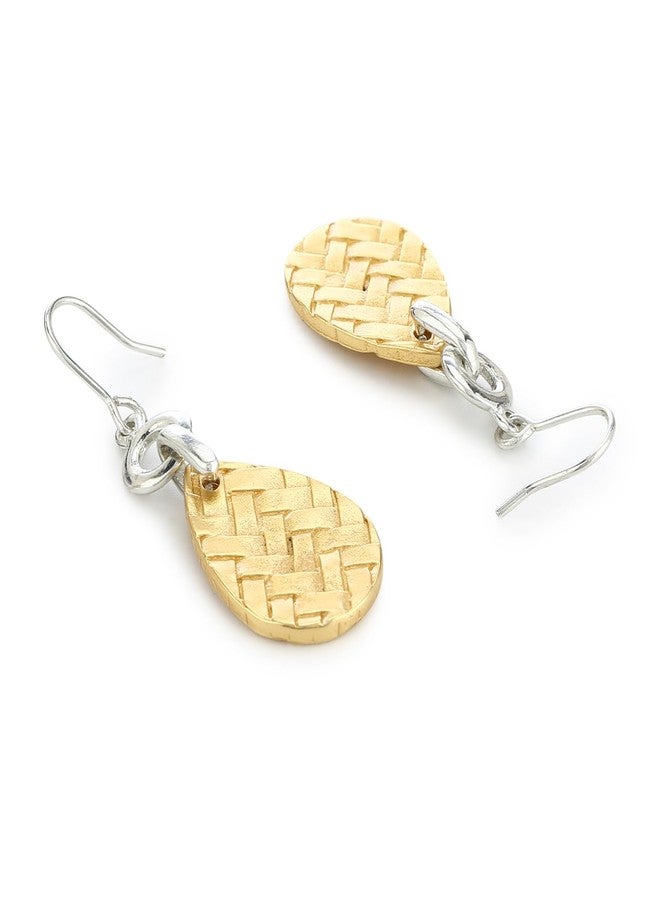 Estele 24Kt Non Precious Metal Gold And Silver Tone Plated Drop Hoop Earrings for Girls - Image 2
