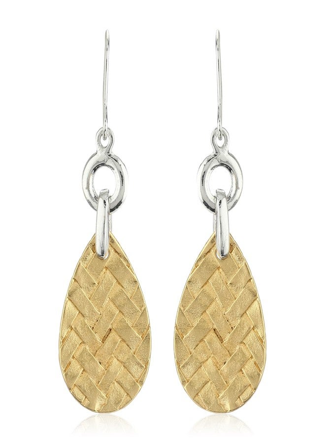Estele 24Kt Non Precious Metal Gold And Silver Tone Plated Drop Hoop Earrings for Girls - Image 1