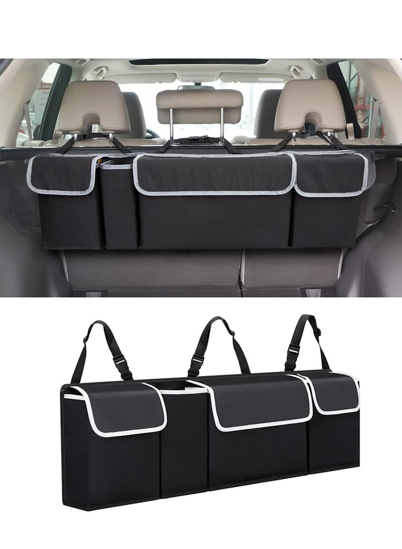 Sharpdo Foldable Trunk Car Organiser Backseat Hanging Storage Bag, Waterproof, With 4 Pockets, for SUV, Truck, MPV  - Image 1