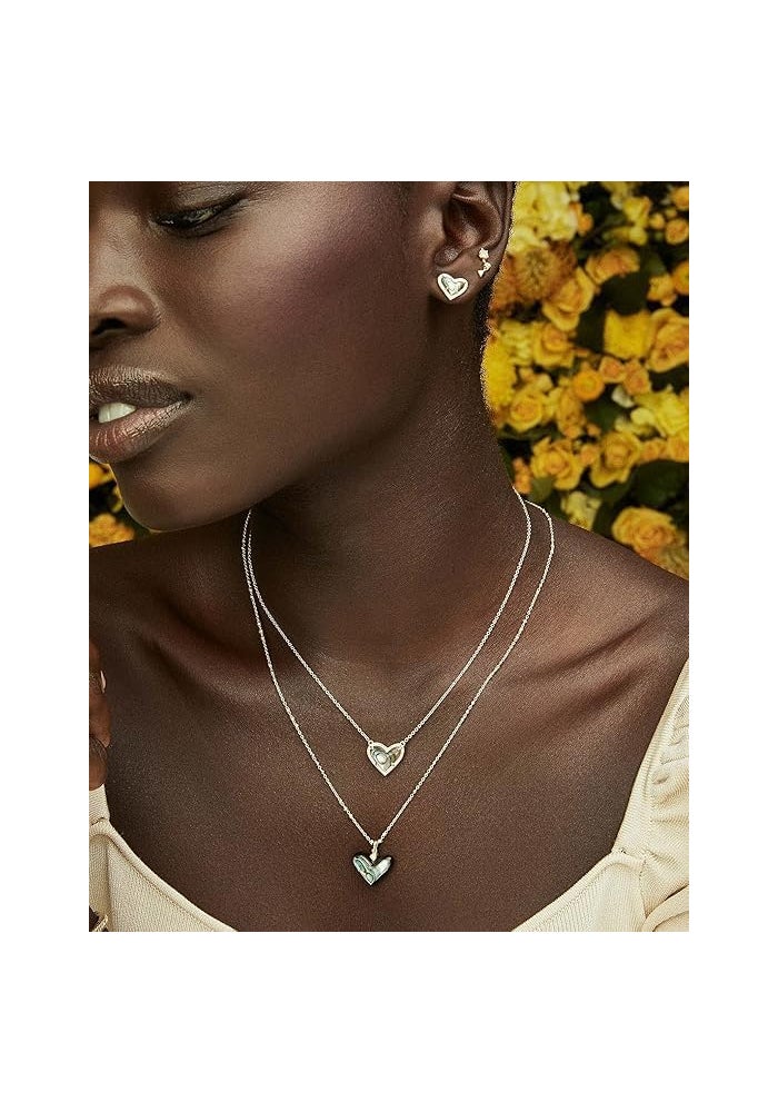 Kendra Scott Ari Heart Adjustable Length Pendant Necklace for Women - Rhodium and Ivory Mother of Pearl - Image 2