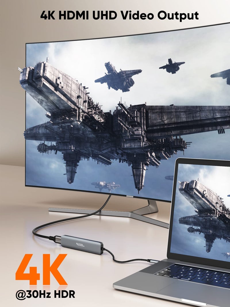 CableCreation USB C Hub Multiport Adapter, CableCreation 7-in-1 USB C HDMI Hub with 4K 30Hz HDMI, 100W PD, 3 USB 3.0 5Gbps Data Ports, SD/TF Cards Reader for MacBook Pro/Air, iPad Pro, Pixelbook, XPS - Image 3