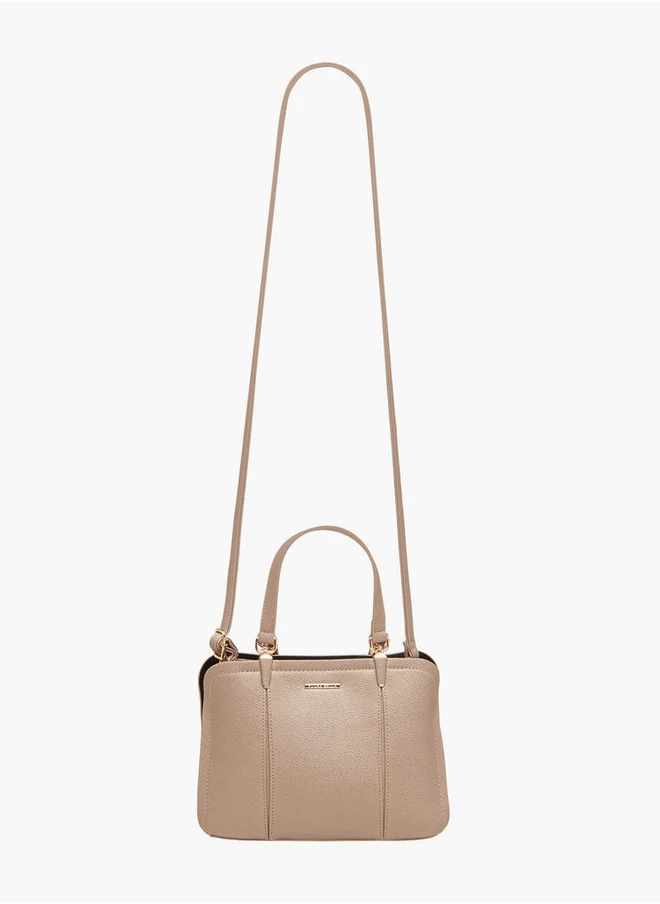 Flora Bella By Shoexpress Textured Tote Bag with Zip Closure and Detachable Strap