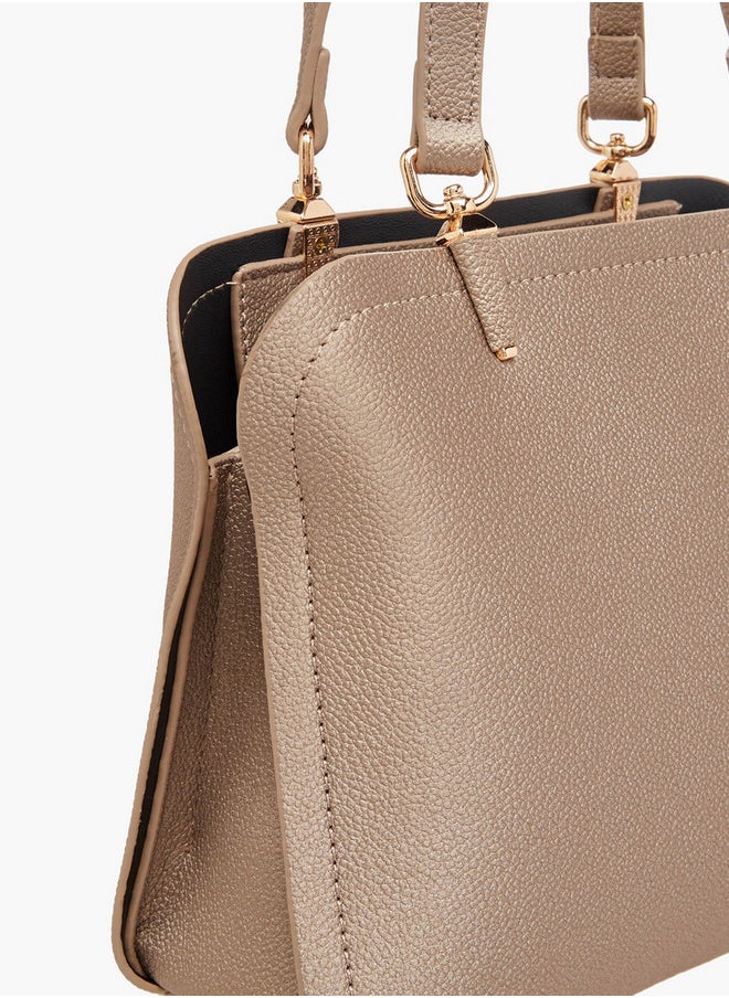 Flora Bella By Shoexpress Textured Tote Bag with Zip Closure and Detachable Strap  - Image 5