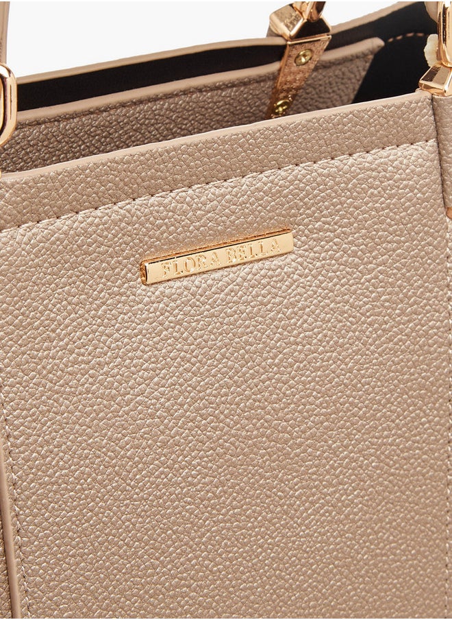 Flora Bella By Shoexpress Textured Tote Bag with Zip Closure and Detachable Strap  - Image 4