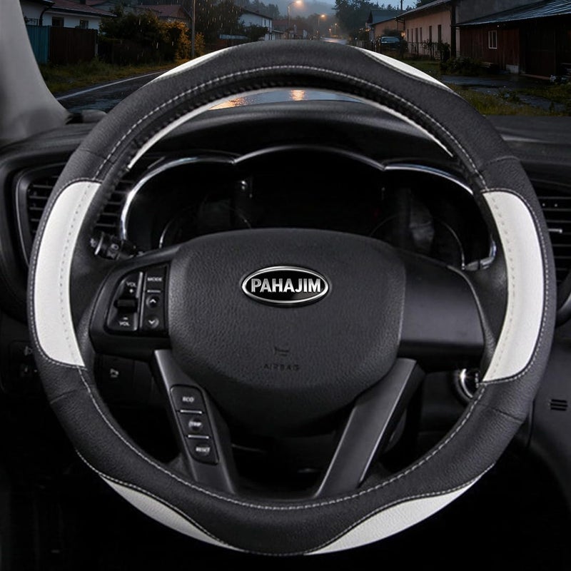 Coofig Car Steering Wheel Cover with Durable PU Leather, Universal 15 inch Fit for Car Truck SUV, Breathable Anti Slip Auto Steering Wheel Covers for Men and Women - Image 1