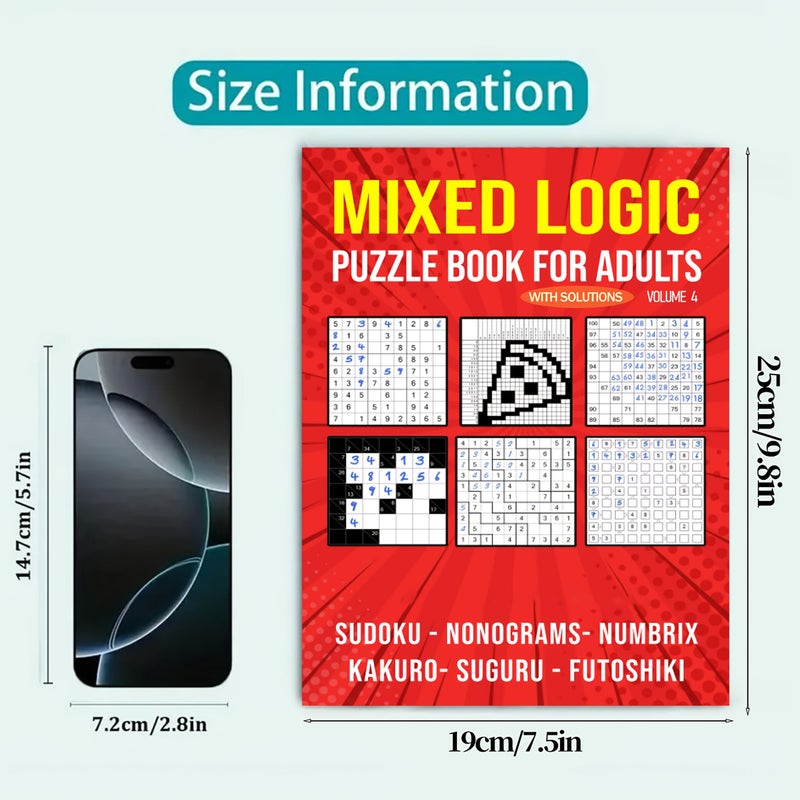 Brain Puzzle Game Book for Adults HM285 Large Collection Crossword Searches Sudoku IQ Logic Challenges Training Activity with Answer Key - Image 2