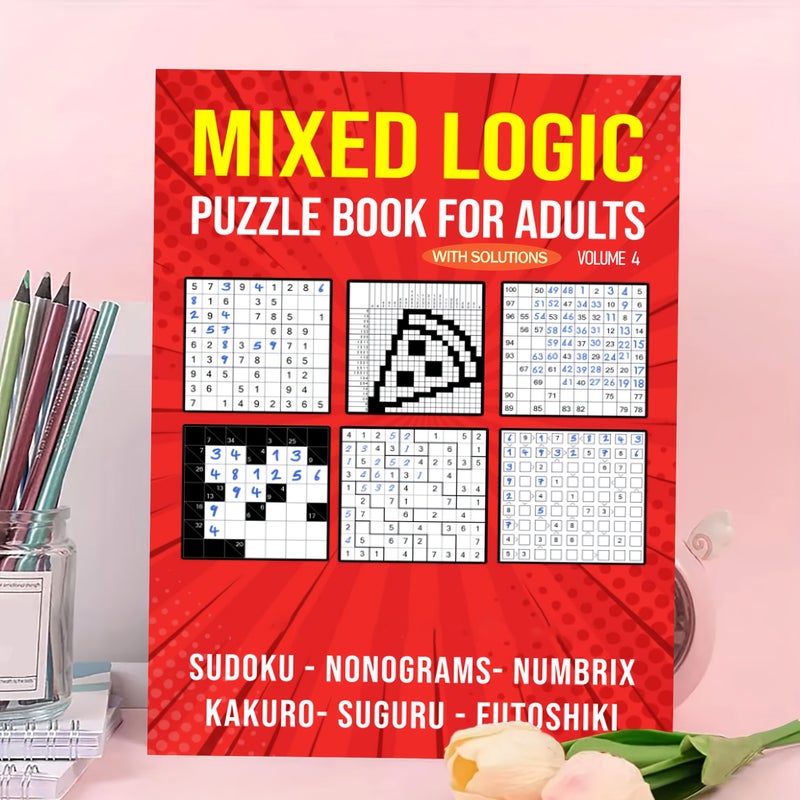 Brain Puzzle Game Book for Adults HM285 Large Collection Crossword Searches Sudoku IQ Logic Challenges Training Activity with Answer Key - Image 1