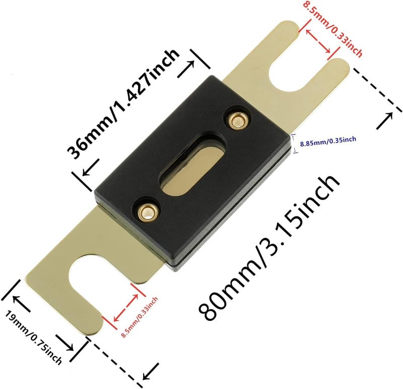 BOJACK 0/2/4 Gauge ANL Fuse Holder and 100 Amp ANL Fuses for 0 2 4 8 Gauge AWG Fuse Block, Fuse Box, Automotive Fuse Holder 100A (Pack of 2) - Image 3