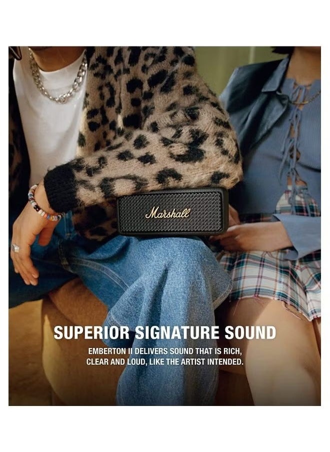 Marshall Emberton II Portable Bluetooth Speaker - Black and Brass  - Image 4