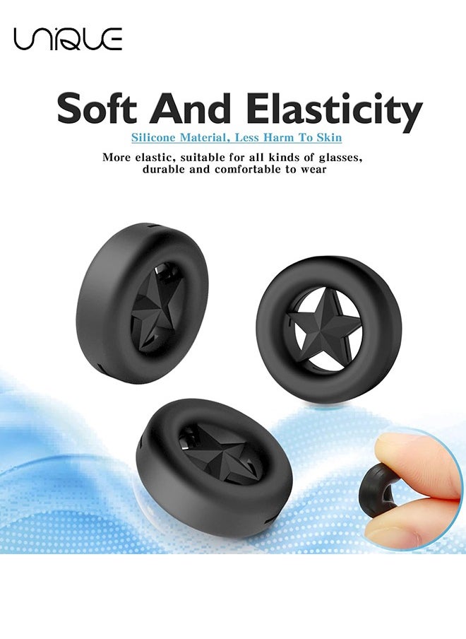10 Pairs Star Shape Silicone Glasses Ear Grip, Anti-slip Eyeglasses Ear Cushion Retainer, Eyeglasses Temple Tip Sleeve Retainer (Black)