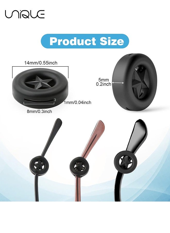 10 Pairs Star Shape Silicone Glasses Ear Grip, Anti-slip Eyeglasses Ear Cushion Retainer, Eyeglasses Temple Tip Sleeve Retainer (Black)