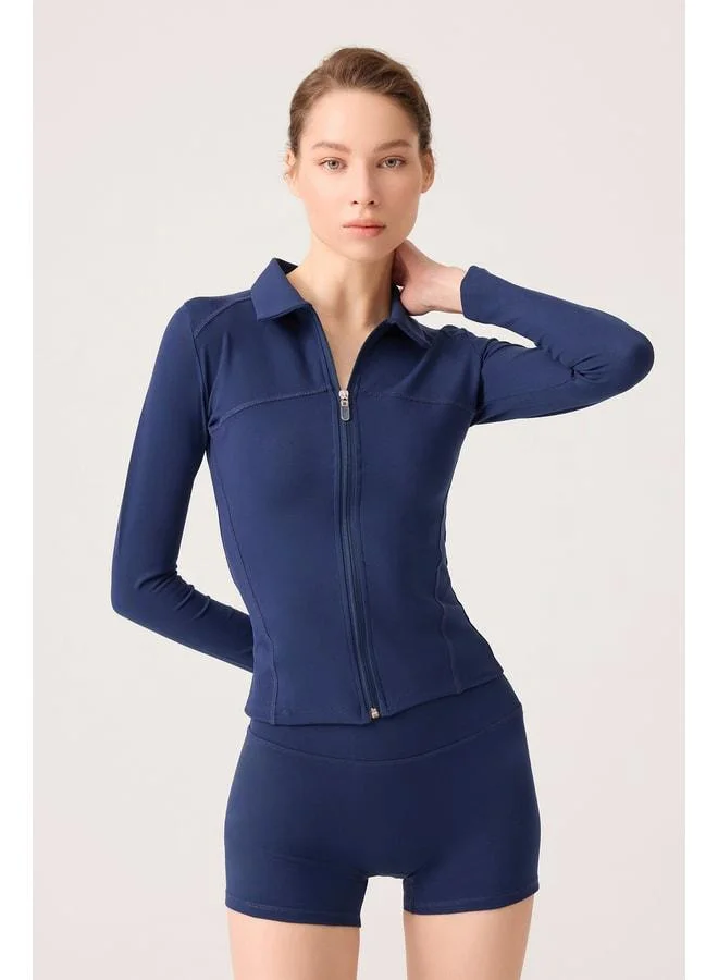 Los Ojos x Ece Navy Zipper Sports Jacket Collared.
