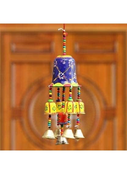 ADITYA IMPEX ADITYA IMPEX Handicraft rajasthane Wooden Colored Bells Desing Decorative showpice Wind Chimes for Home Balcony Garden Positive Energy Home Decor Hanging Long Bells Set of 1 Piece Blue  - Image 2