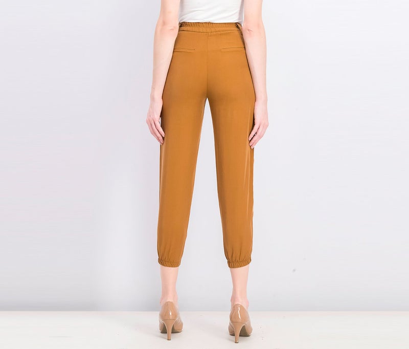Bershka Women Regular Fit 6 Pocket Capri Pants, Brown - Image 3