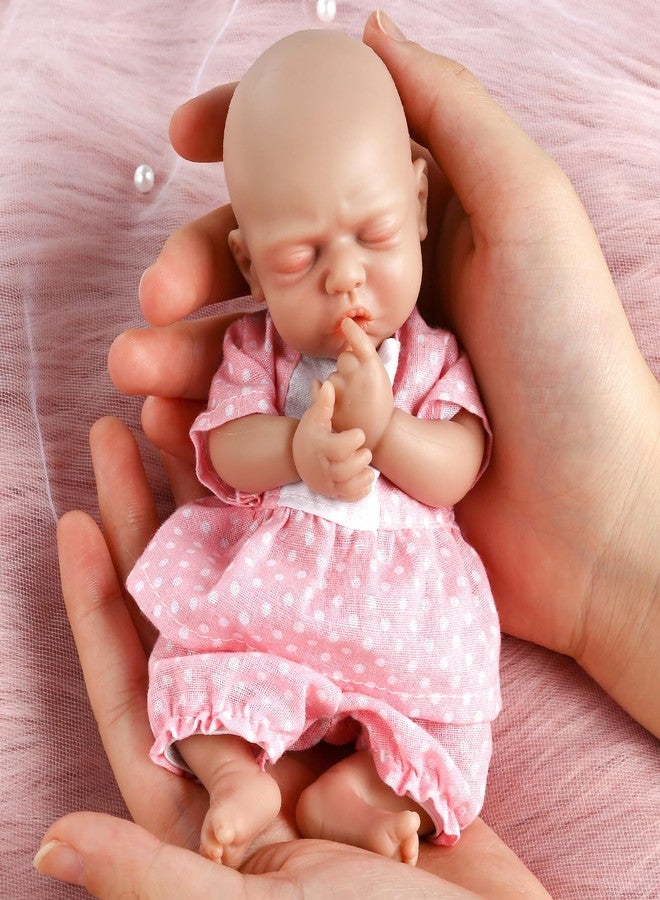 Vollence 7 inch Mini Silicone Reborn Baby Dolls Girl Realistic Small Babies Perfect for Children's Christmas Birthday Gifts - Image 1