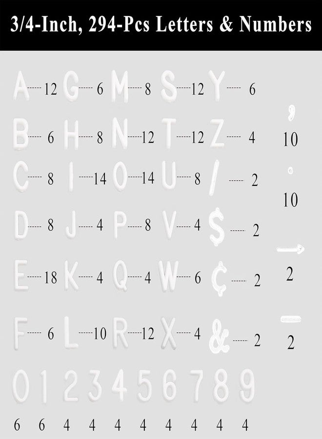 C CRYSTAL LEMON White Precut Letter Board Letters, 394 Pieces, 0.75 Inch Plastic Letters Numbers and Symbols, Fits Standard Felt Letter Boards, Not for Pegboards - Image 4