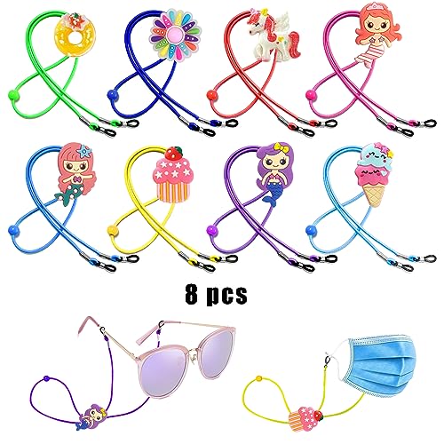 Tazimi 8 Pcs Kids Glasses Strap Mermaid Unicorn Dessert Elastic Anti-slip Eyeglass Straps Multicolor Glasses Retainer Holder Chain for Girls - Image 3