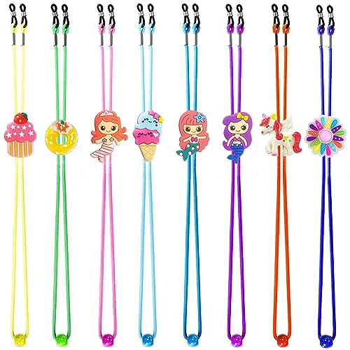 Tazimi 8 Pcs Kids Glasses Strap Mermaid Unicorn Dessert Elastic Anti-slip Eyeglass Straps Multicolor Glasses Retainer Holder Chain for Girls - Image 1