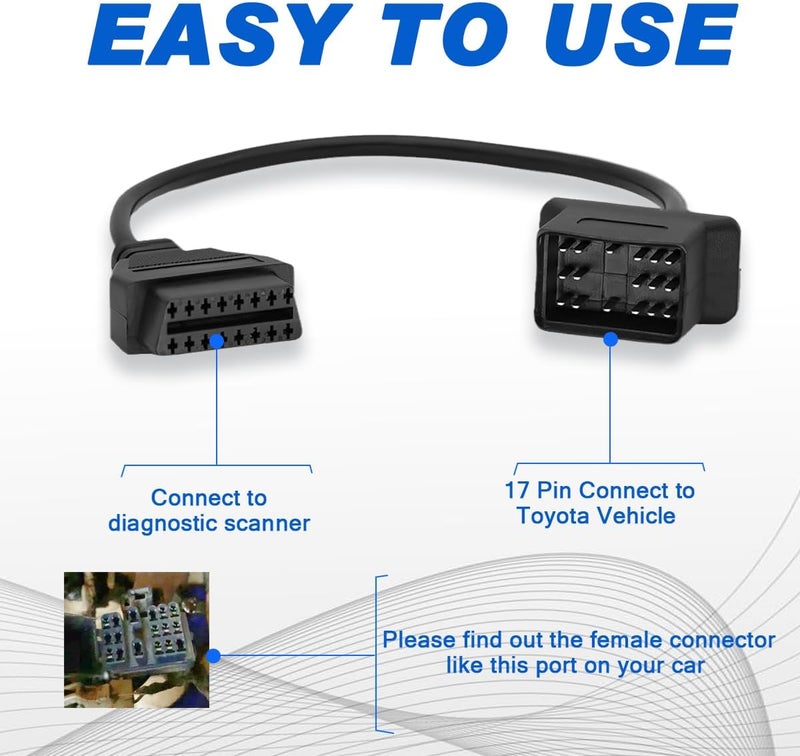 AMHTDOL OBD Adapter for Toyota 17 Pin to 16 Pin OBD2 - Image 3