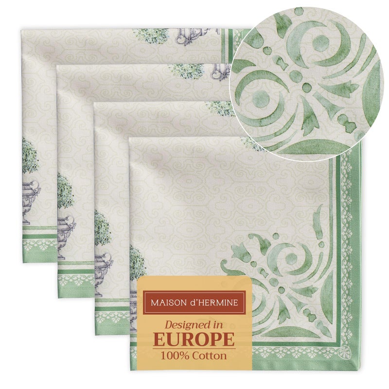 Maison dHermine Cloth Napkins Set of 4 100 Cotton Everyday Reusable Square Napkins Cloth Washable Dinner Party Wedding Restaurant SpringSummer Jardin Du Roy 20 x 20