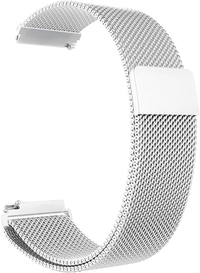 Bikson Bikson Elite Stainless Steel Loop Strap Wrist Band For Smart Watch Samsung Galaxy Watch 46mm / Huawei GT2 / Gear S3 Frontier and Classic / Honor Magic 2 / Fossil - 22mm - Metallic White, Unisex