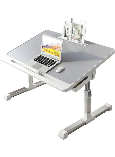 Foldable Laptop Desk Adjustable Laptop Table with Drawer Portable Lazy Table Folding Bed Tray for Working Reading Studing Eating