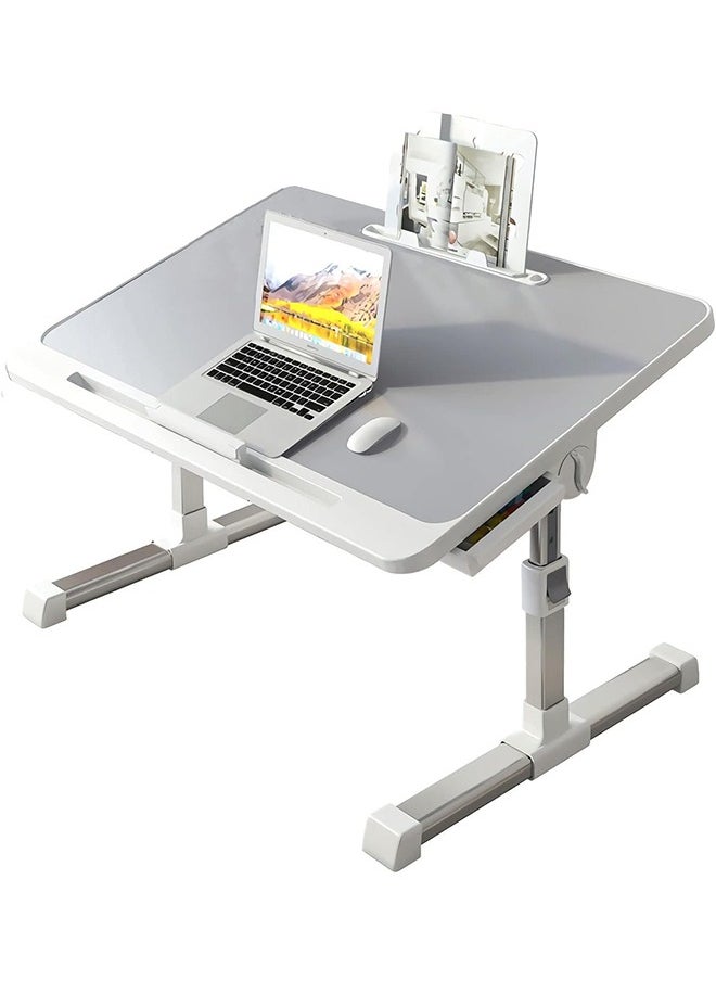Generic - Foldable Laptop Desk Adjustable Laptop Table with Drawer Portable Lazy Table Folding Bed Tray for Working Reading Studing Eating - Image 1
