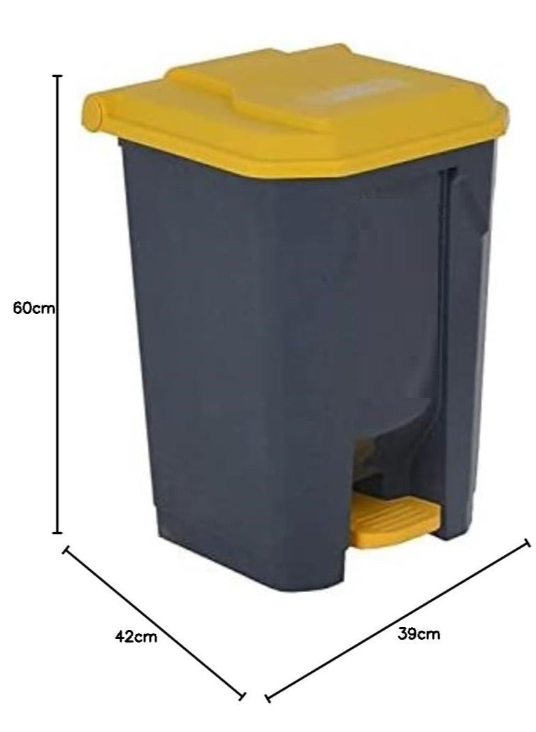 Trash Bin With lid grey and yellow 50L - Image 2