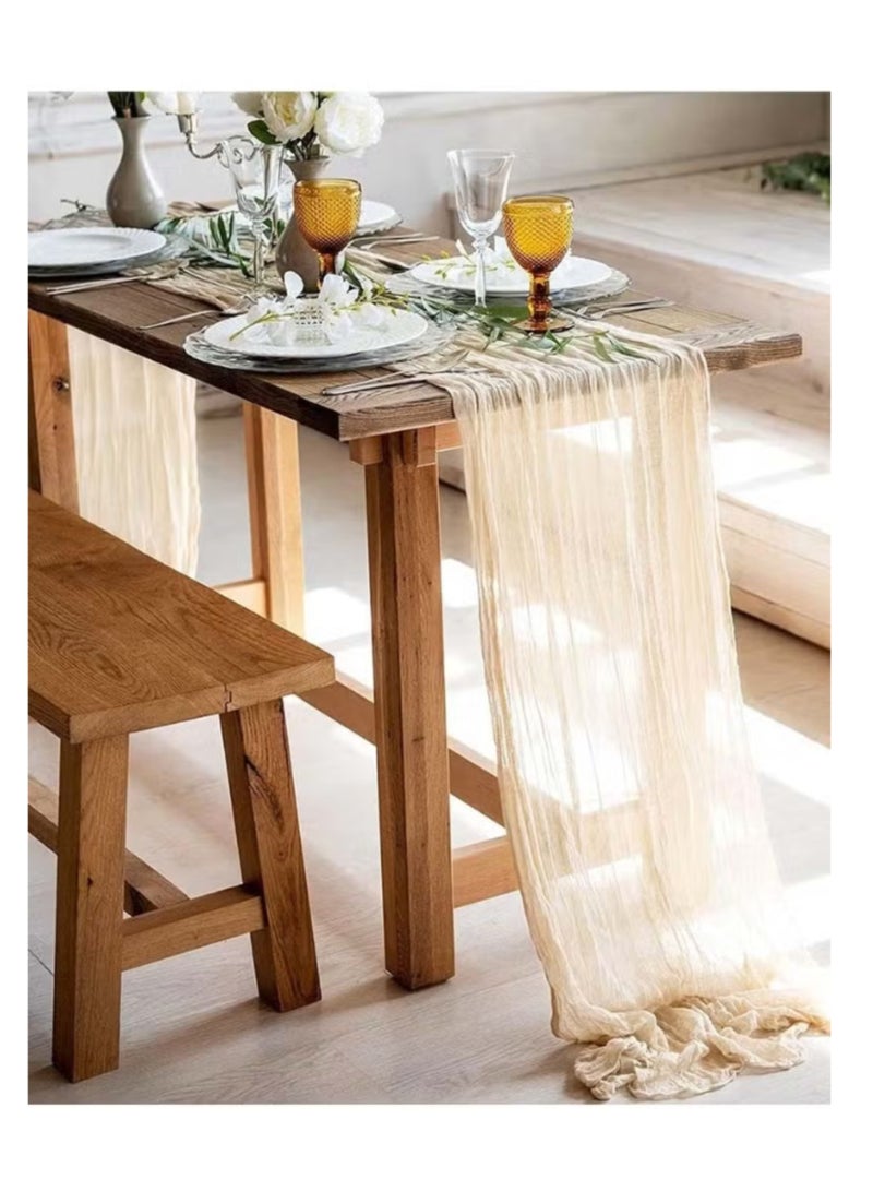ELASAR Cheesecloth Table Runner, 90 x 400 cm Boho Gauze Table Decor, Translucent Tablecloth for Wedding Reception Bridal Shower Party Decoration Table Centerpiece - Image 1