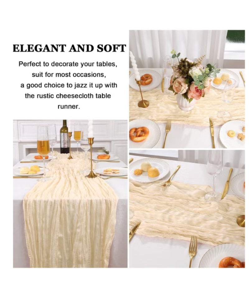 ELASAR Cheesecloth Table Runner, 90 x 400 cm Boho Gauze Table Decor, Translucent Tablecloth for Wedding Reception Bridal Shower Party Decoration Table Centerpiece - Image 5