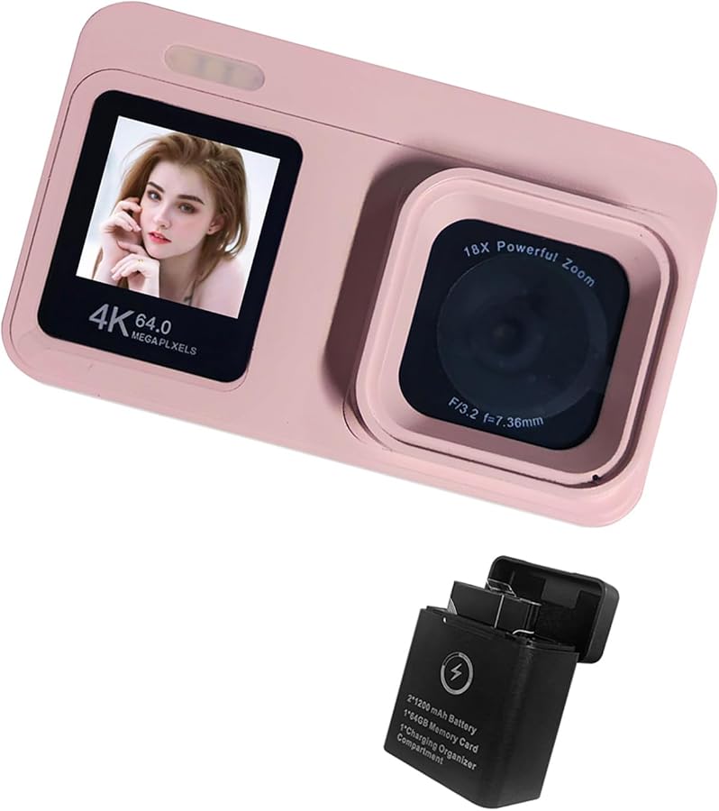 4K Digital Camera 64MP Twin Screens 18x Zoom Rechargeable Battery Travel Vlog Camera Color A - Image 2