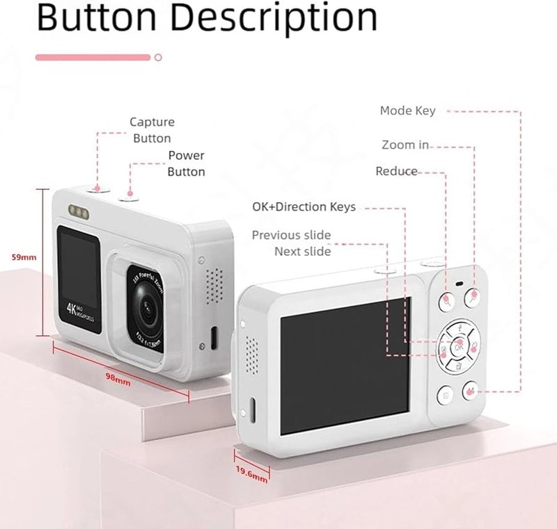 4K Digital Camera 64MP Twin Screens 18x Zoom Rechargeable Battery Travel Vlog Camera Color A - Image 3