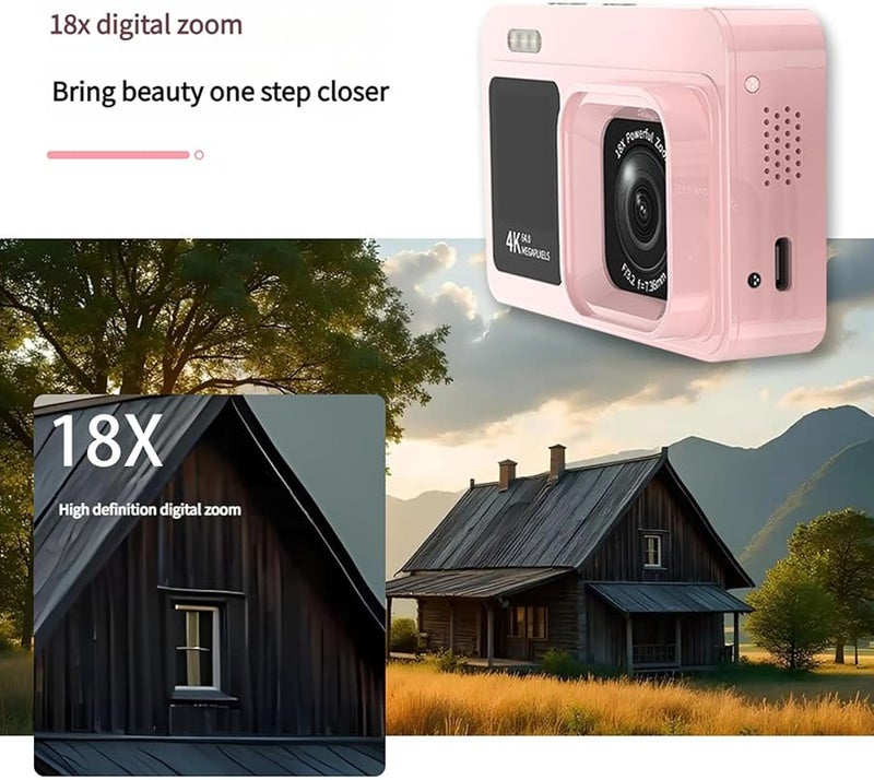 4K Digital Camera 64MP Twin Screens 18x Zoom Rechargeable Battery Travel Vlog Camera Color A - Image 5