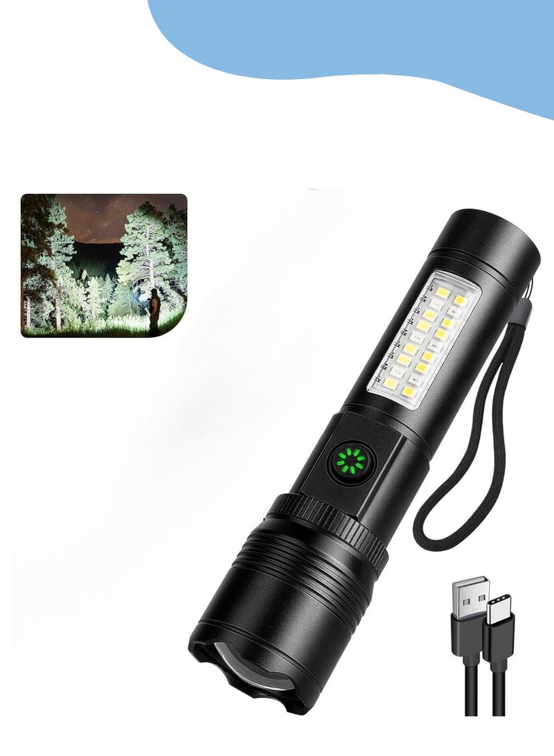 Flashlight,8000LM Lumens Super Bright Flashlight with 5 Modes & Adjustable Focus, Rechargeable Flashlight High Adjustable Powerful Handheld LED Flashlight for Home Camping,Torch - Image 1