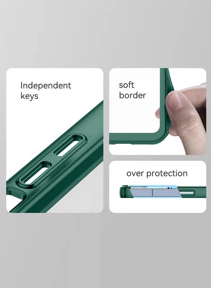 Wtech Motorola Edge 50 Fusion / Motorola S50 Neo / Motorola Moto G85 5G 2024 Soft Transparent TPU Silicone Ultra Thin Phone Stylish Electroplated Camera Border Back Case Cover - Dark Green - Image 5