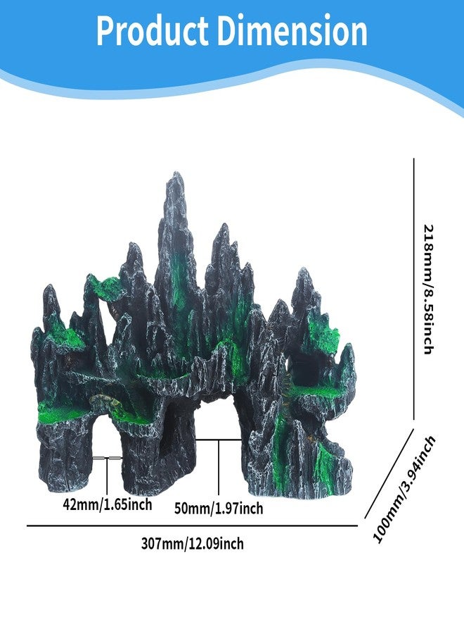 Saim Large Aquarium Rock Decorations, Mountain Ornament Fish Cave Bridge, Fish Tank Aquascape Model for Gold Fish, Betta Cichlids Hideaway Cave Hideout (Large) - Image 2