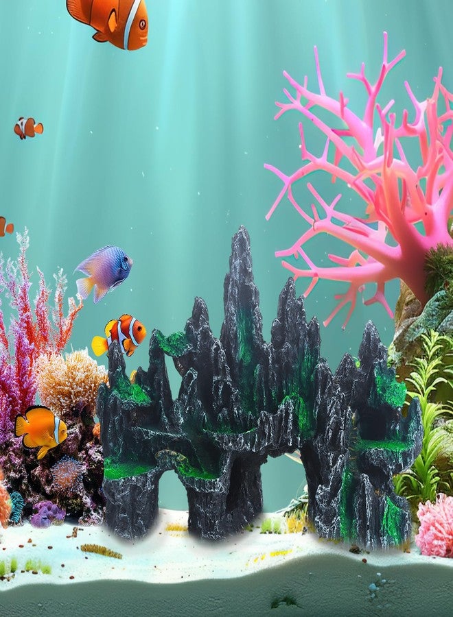 Saim Large Aquarium Rock Decorations, Mountain Ornament Fish Cave Bridge, Fish Tank Aquascape Model for Gold Fish, Betta Cichlids Hideaway Cave Hideout (Large) - Image 5