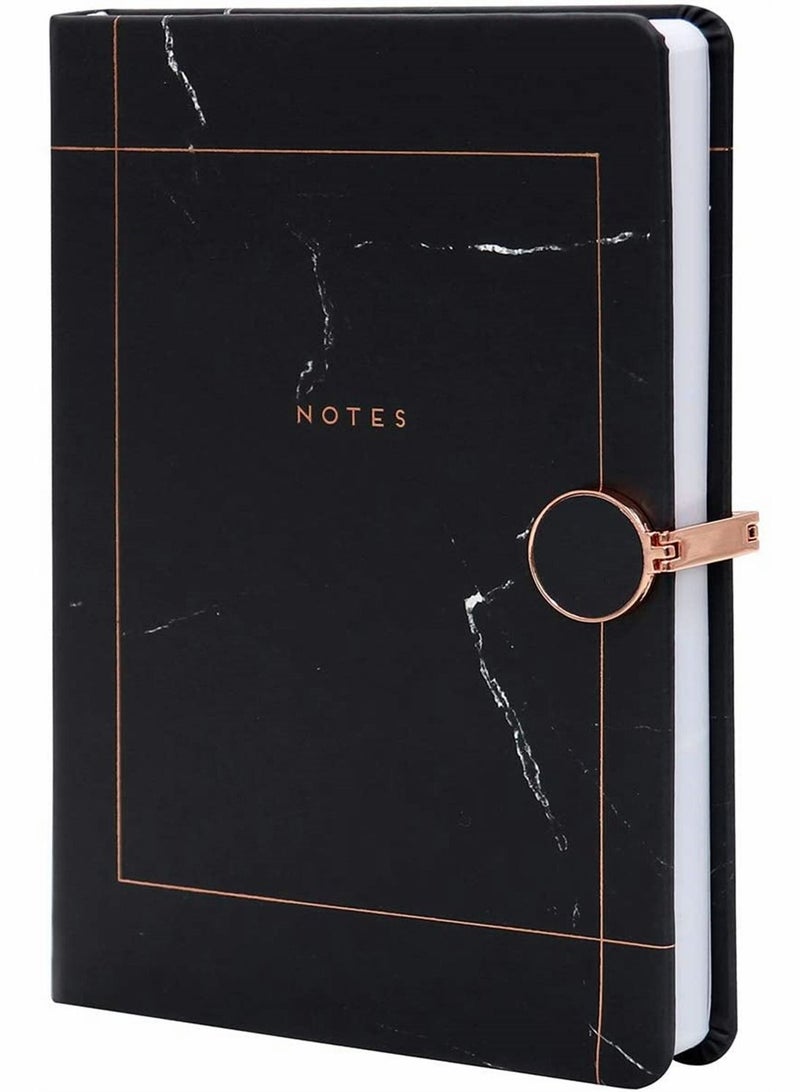 SYOSI Black Marble Lined Notebook Lined Pages A5 Memo Journal Agenda Note With Magnetic Metal Buckle And Bookmark Ribbon Ruled sheets Notepad Stationery - Image 1