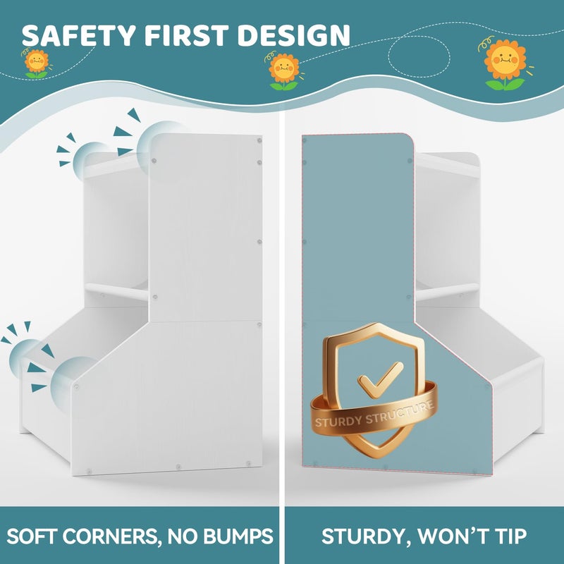 FOUCSSOMEI Toy Storage Organizer for Kids, 3-Tier Toy Storage with Stable Wide Base, Kids Toy Organizer with Removable Bins, Safe Rounded Design for Playroom & Nursery Patent Design - Image 3