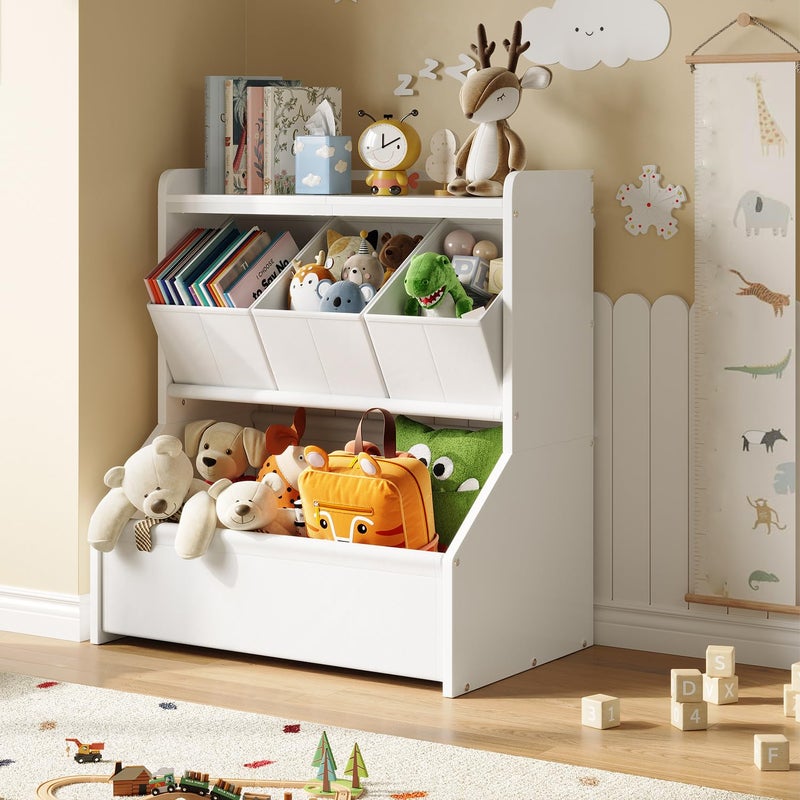 FOUCSSOMEI Toy Storage Organizer for Kids, 3-Tier Toy Storage with Stable Wide Base, Kids Toy Organizer with Removable Bins, Safe Rounded Design for Playroom & Nursery Patent Design - Image 1