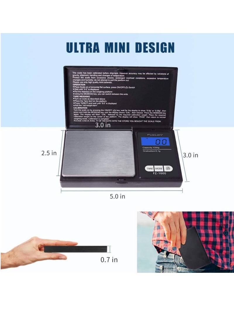 SYOSI Jewelry Scale Weigh Gram Scale Digital Pocket Scale,100g by 0.01g,Digital Grams Scale, Food Scale, Jewelry Scale Black, Kitchen Scale 100g - Image 2